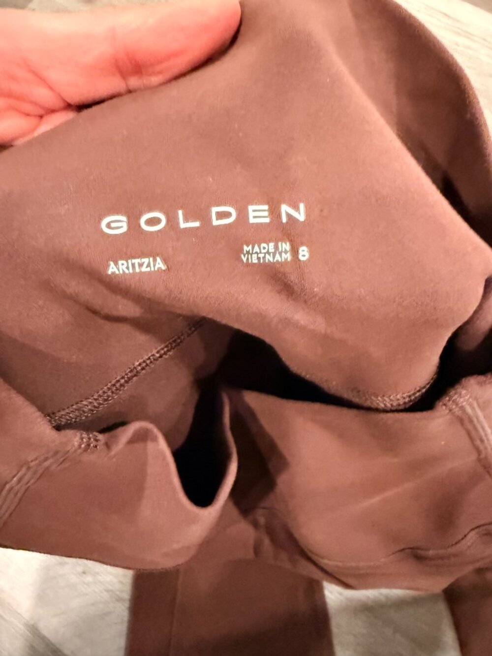 Aritzia Golden Brown High Rise Flare Leggings w/ Pockets Size 8 - Picture 2 of 3
